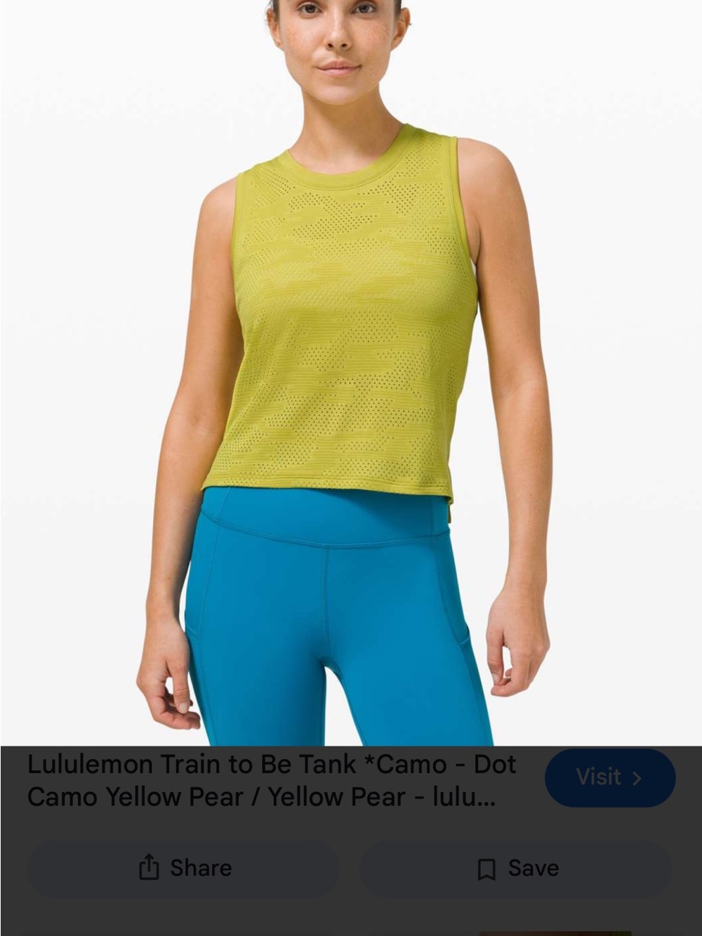 Lululemon Train to Be Tank Dot Camo Yellow Pear Size 12